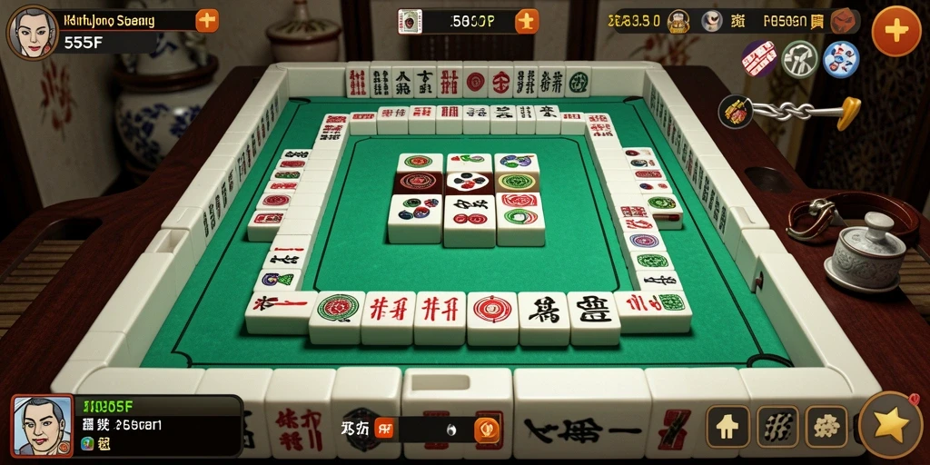 Tampilan gameplay Mahjong yang mendebarkan di 555F.