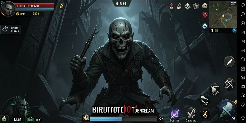 Screenshot gameplay BIRUTOTO menampilkan momen menegangkan dalam kegelapan.