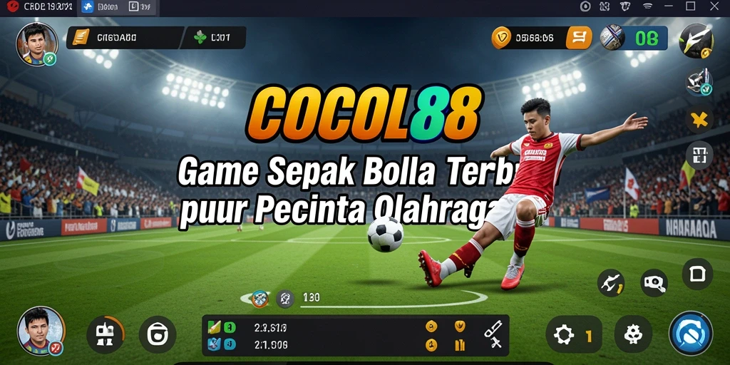 Screenshot utama COCOL88 menampilkan aksi seru dalam permainan sepak bola.
