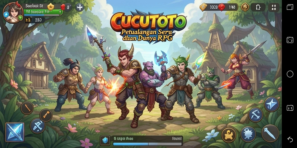 Tangkapan layar CUCUTOTO menampilkan pertarungan seru dalam dunia RPG.