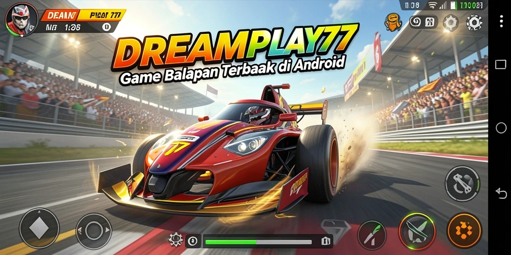 Tampilan grafis menakjubkan dari gameplay balapan DREAMPLAY77.
