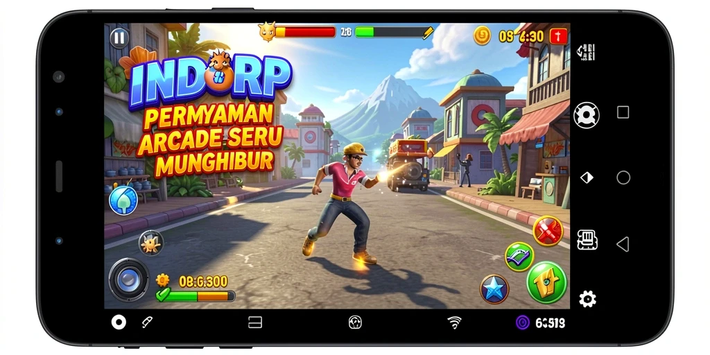 Tampilan gameplay seru dari INDORP di level arcade.