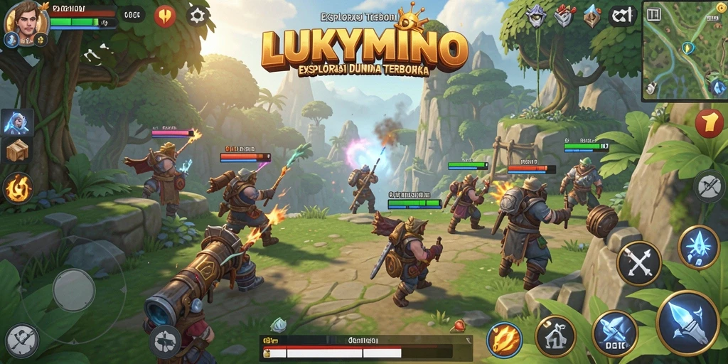 Tampilan gameplay yang menunjukkan eksplorasi bebas di dunia LUKYMINO.
