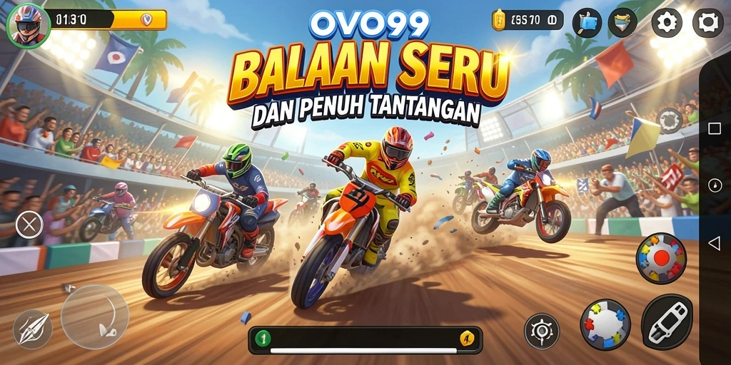 Gambaran mendebarkan dari gameplay balapan OVO99.