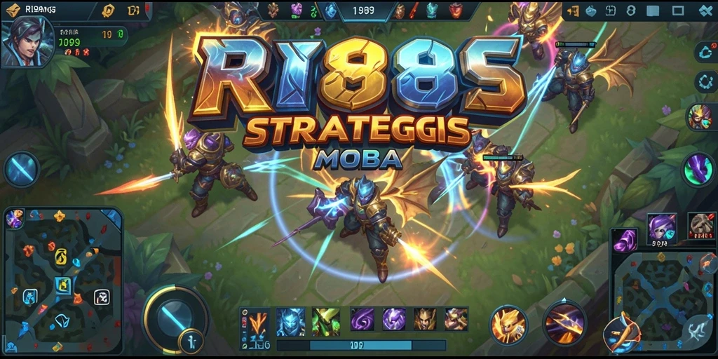 Tampilan gameplay RI889 yang menegangkan dengan pertempuran seru di arena MOBA.
