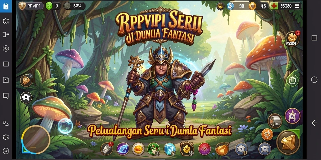 Screenshot gameplay RPVIP1 menunjukkan petualangan epik di dunia fantasi.