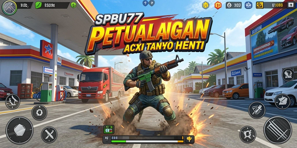 Tampilan gameplay SPBU77 dengan aksi menegangkan dan grafis yang menawan.